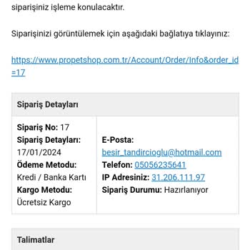 Propetshop (propetshop.com.tr) Hayal Kırıklığına Uğratan Petshop Deneyimi