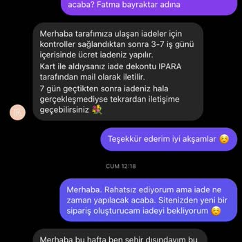 Rukayyel Sayfasının Para İadesini Yapmaması.