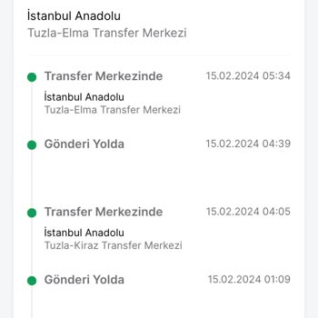 Trendyol Express Tuzla - Elma Transfer Merkezi Kargo Bekletme