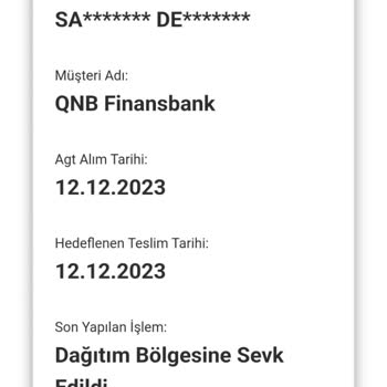 AGT Kurye 2 Aydır QNB Kredi Kartımı Teslim Etmedi