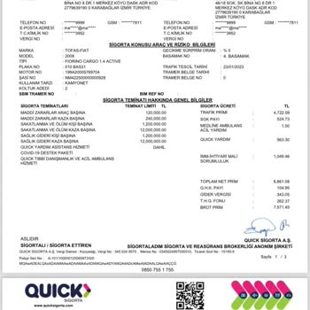 Quick Sigorta Kaza Sonrası İmm Hakkımı Ödemedi