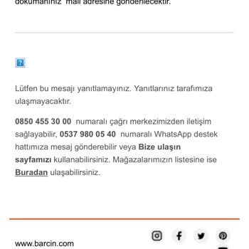 Barçın Spor Ürün Değişimi Sorunu Ve Müşteri Hizmetleri Erişilemezliği