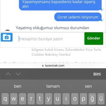 Taze Çiçek Siparişim Teslim Edilmedi