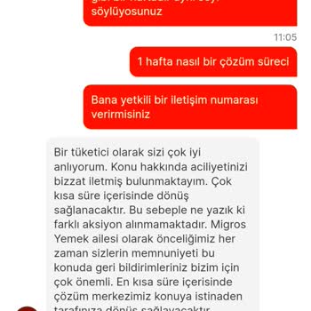 Migros Yemek Bir Haftada Teslim Edilemeyen Sipariş