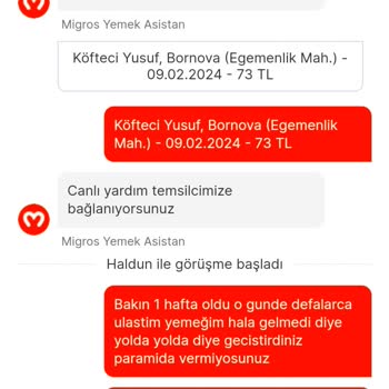 Migros Yemek Bir Haftada Teslim Edilemeyen Sipariş