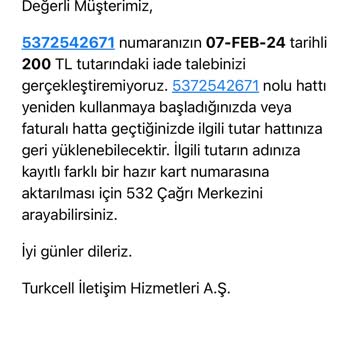Turkcell İade Talebimin Karşılanamaması