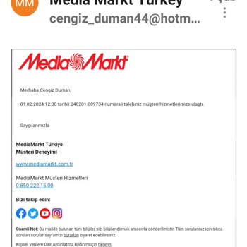 Media Markt Alınan Vestel Marka Televizyon