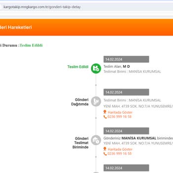 MNG Kargo Manisa Kurumsal Şube Kayıp Kargo