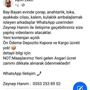 Evde Paketleme Kazanç (facebook) Kişisel Bilgilerimin İzinsiz Kullanımına Karşı Önlem Talebi