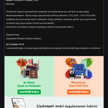 ÇiçekSepeti Kargom İptal Edildi, İade Süreci Başlamadı!