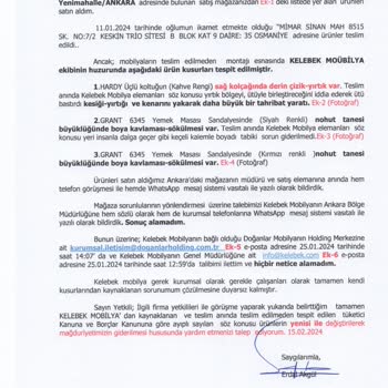 Ticaret Bakanlığı Mobilya Mağazasında Yaşanan Ürün Değişim Sorunları