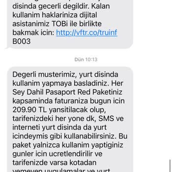 Vodafone Yurt Dışı Ücretlendirmesi İtiraz