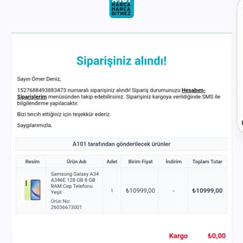 A101 İptal Talebini Kabul Etmiyor. Para İadesini Geç Yapmaya Çalışıyor