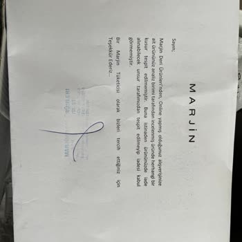 Marjin Marka Ürün Ve Müşteri Hizmetlerinden Şikayet