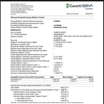 Garanti BBVA Bireysel Emeklilik Birikim İade Yapmaması