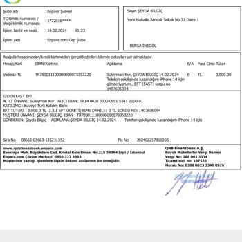 QNB Finansbank Yapılan EFT Nin İadesi