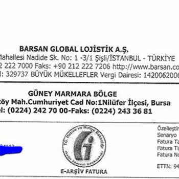 Barsan Global Lojistik Barsan Kaynaklı Mağduriyet