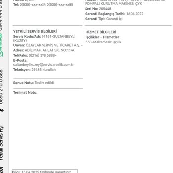 Arçelik Kurutma Makinesi Pişmanlık