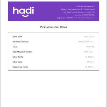Hadi (TOM Bank) Param ATM'den Verilmeden Hesabımdan Düştü