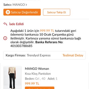Mango Yanlış İadeyi Onayladı Ve Ürünleri Tarafıma Göndermedi
