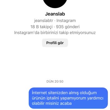 Jeanslab Satış Sonrası Problemleri