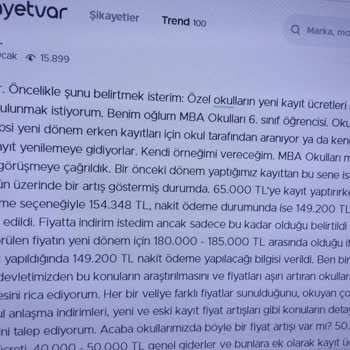 Mba Okulları İzmir Fahiş Ücret Talebi.