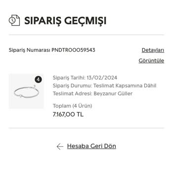 Pandora Mücevher Sipariş Teslimatı Hakkında