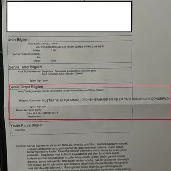 Homend Servis Ve Müşteri Hizmetleri Şikayeti