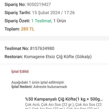 Trendyol Yemek Sipariş Ve Yönlendirme Sorunu