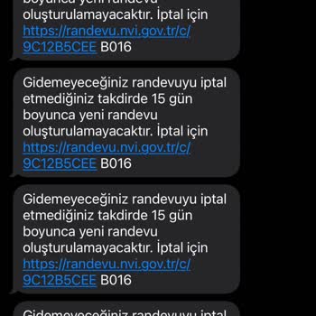 Nüfus ve Vatandaşlık İşleri İptal Mesajının 10 Dakika Arayla Gönderilmesi
