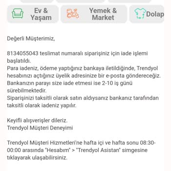 Trendyol Kayıp Kargo, İptal Ürün