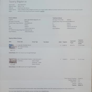 Vivense Mobilya Sattığı Ürünü Veremiyor