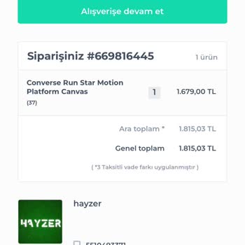 Hayzer Siparişimi İade Etmek İstiyorum