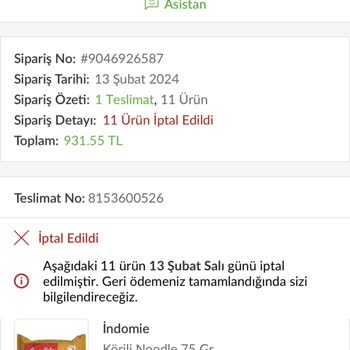Carrefour SA Başakşehir'deki Süpermarketten Sipariş İptali Ve İade Süreci