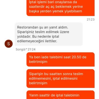 MigrosYemek'in Geç Kalan Sipariş İçin İptal Talebine Yardımcı Olmaması
