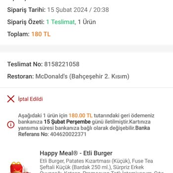 Mc Donald's Bahçeşehir Şubesi Fiyasko