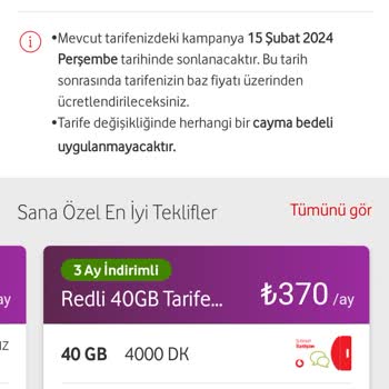 Vodafone Zoraki Tarife Değişikliği