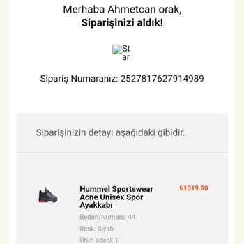 Barçın Spor Sipariş Numarası Geçersiz