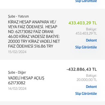 Fibabanka Vadesiz İşlemlerde Eksik Tutar Hesaplaması Şikayeti
