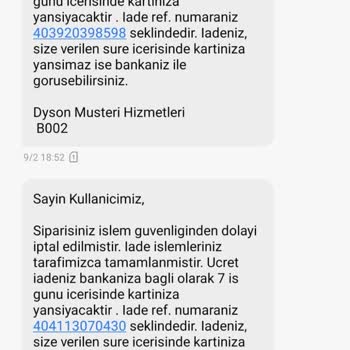 Dyson Nedensiz Yere Ürünümü Parasını Aldığı Halde İptal Etti