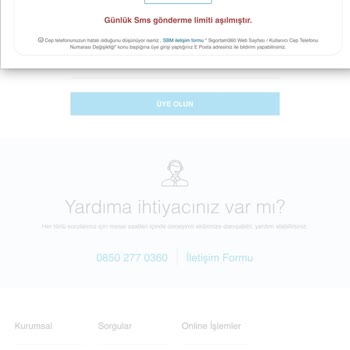 Sigortam360 (5664) SİGORTAM360 Giriş SMS Sorunu