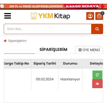 YKM Kitap Siparişin Kargoya Verilmemesi
