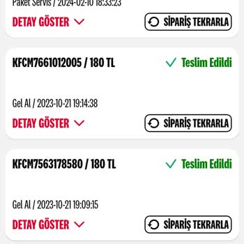 KFC Teslim Edilmeyen Ama Edilmiş Gözüken Ürün.