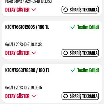KFC Teslim Edilmeyen Ama Edilmiş Gözüken Ürün.