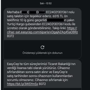 EasyCep Satıştan Sonra Ödenmeyen Para