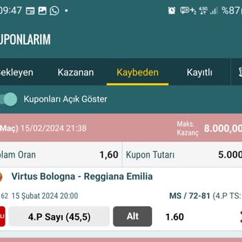 Nesine Basketbol Maçı Kuponum