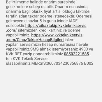 KVK Yetkili Servis Garantisi Devam Eden Cihaza Ek Ücret İstiyor.