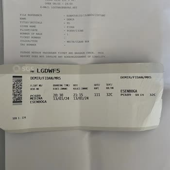 Pegasus Hava Yolları Kayıp Koli Hk.