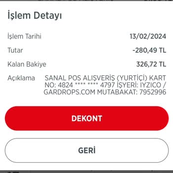 Gardrops Alışveriş İptal İade Ücretim Yatırılmadı