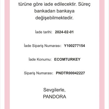 Pandoraturkeystore.com Pandora İade Problemi